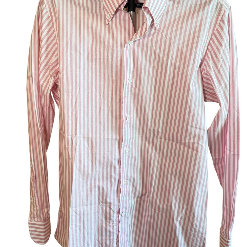 Men's Pink Striped Button-Down Shirt